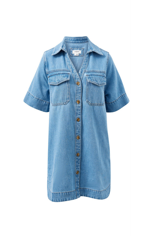 DRESS BONNIE RELAXED SHIRT DRESS - VINTAGE BLUE