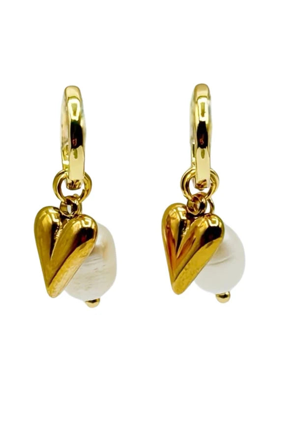 EARRINGS HEART CHARM HOOPS