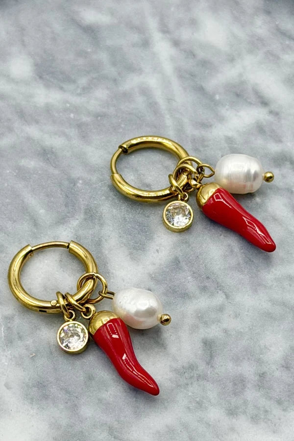 EARRINGS CHILLI CHARM HOOPS