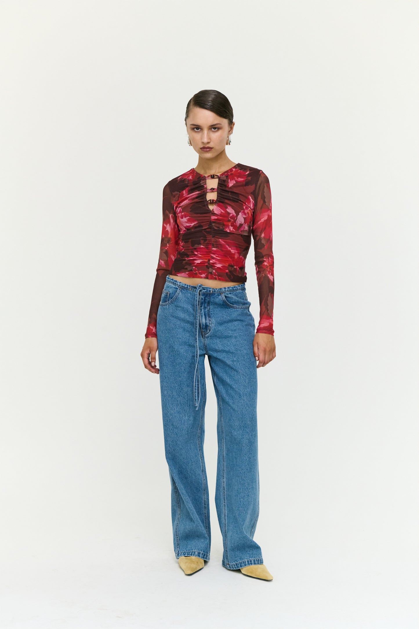 TOP AMYRA MESH - BORDEAUX GARDEN
