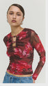 TOP AMYRA MESH - BORDEAUX GARDEN