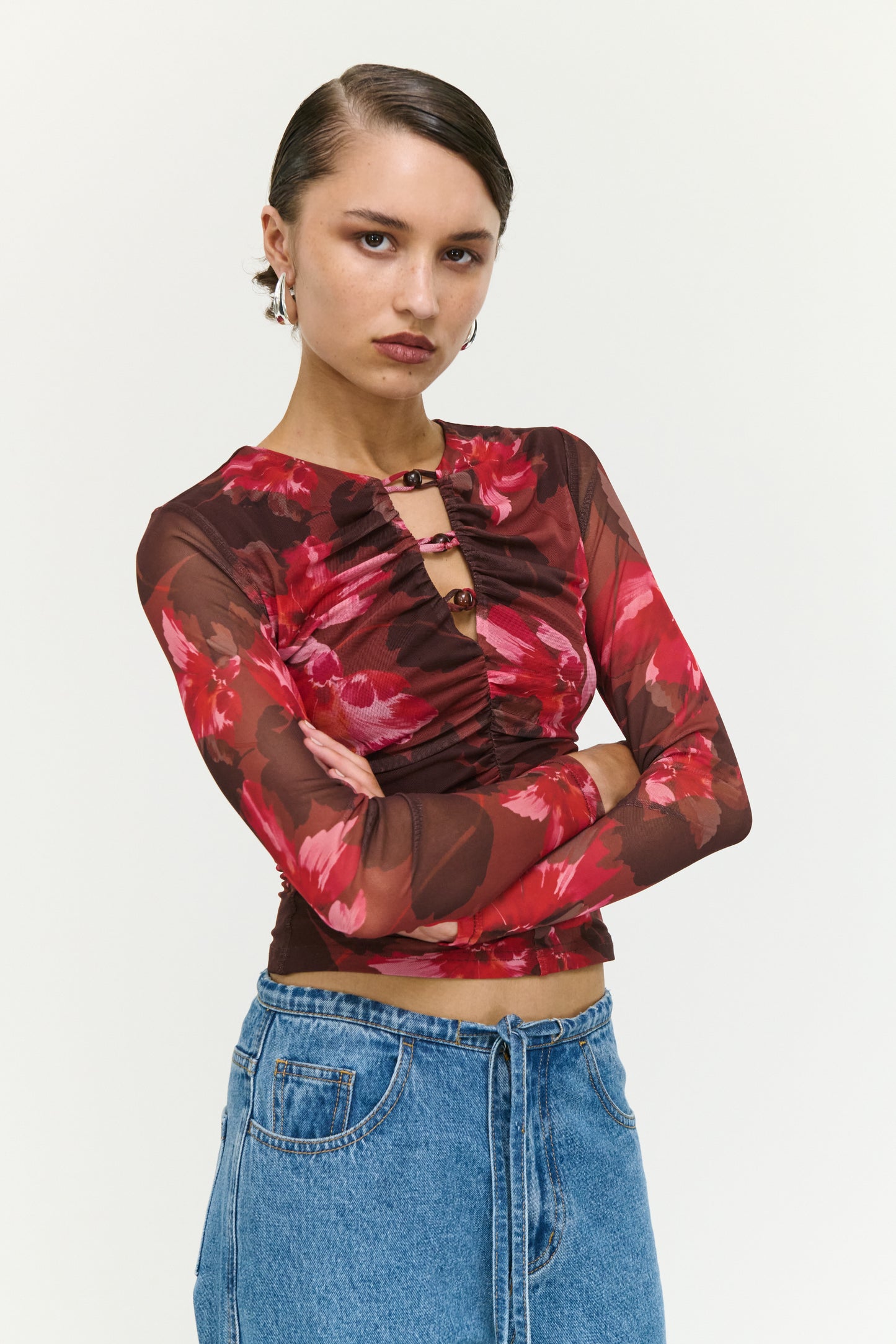 TOP AMYRA MESH - BORDEAUX GARDEN