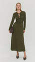 DRESS FARRAH RIB MIDI - OLIVE