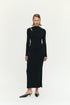 DRESS ALEXI ASYMMETRIC SEAM DETAIL MIDI - BLACK