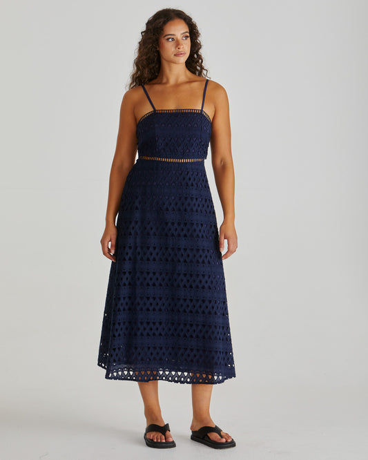 DRESS KALI BRODERIE - NAVY