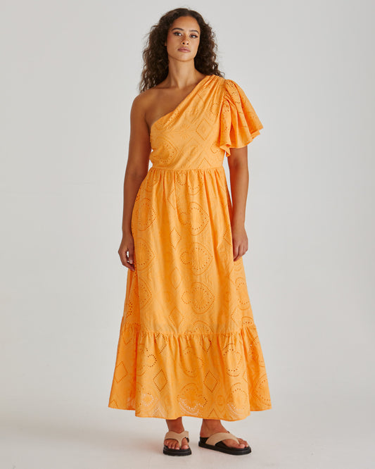 DRESS RIVA ONE SHOULDER MAXI - ORANGE