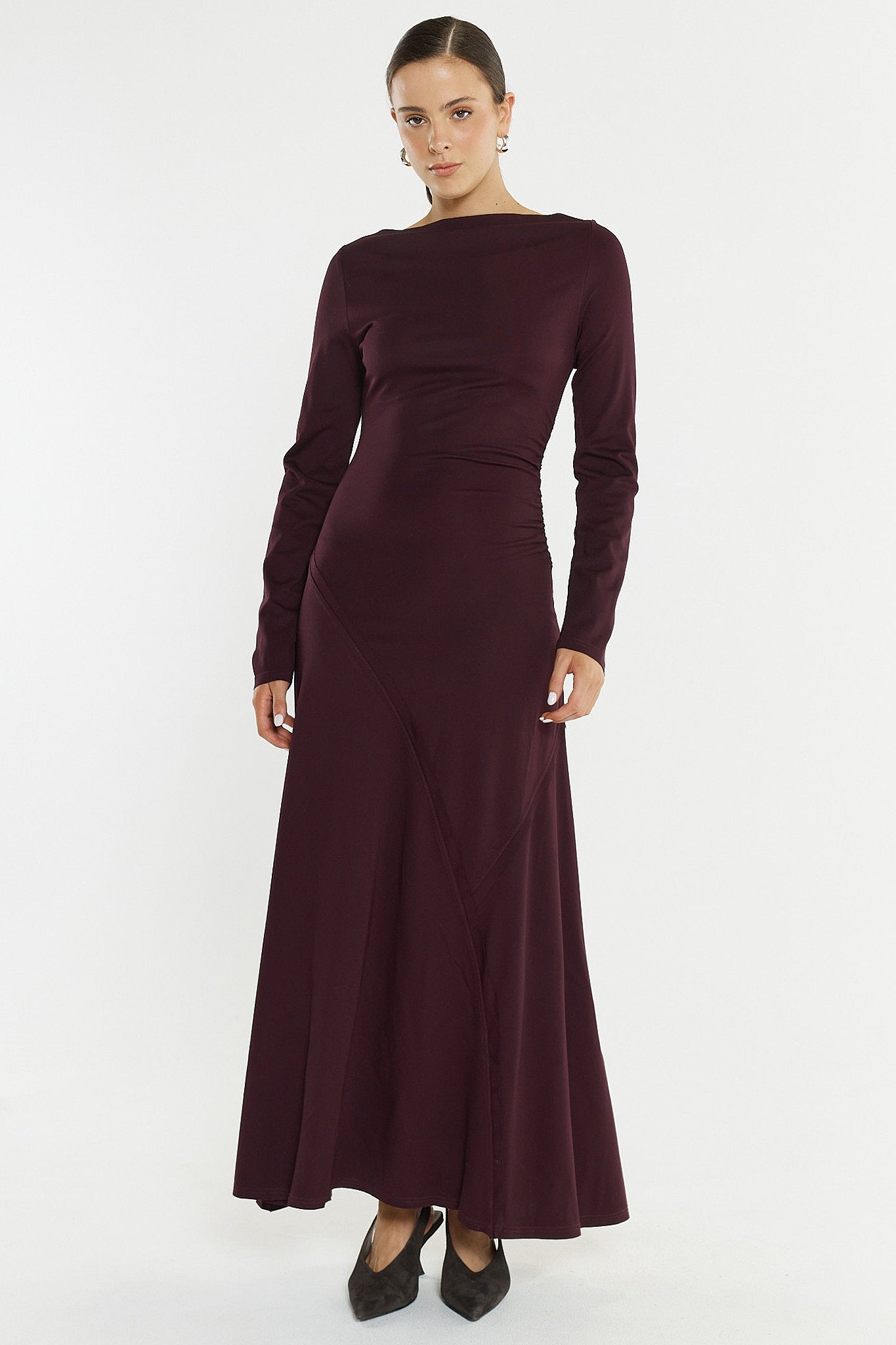 DRESS JADE SEAMED JERSEY BURGUNDY