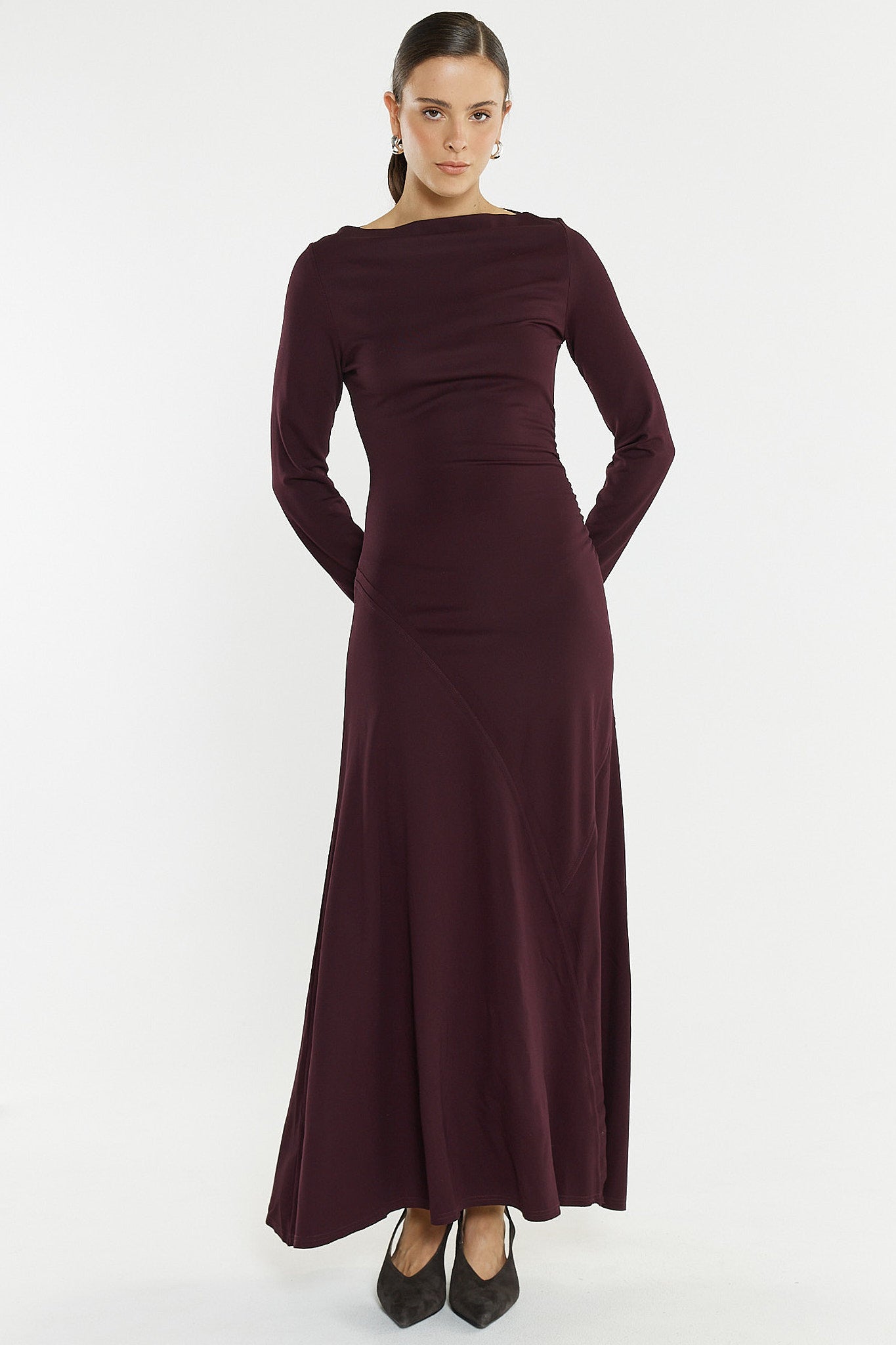 DRESS JADE SEAMED JERSEY BURGUNDY