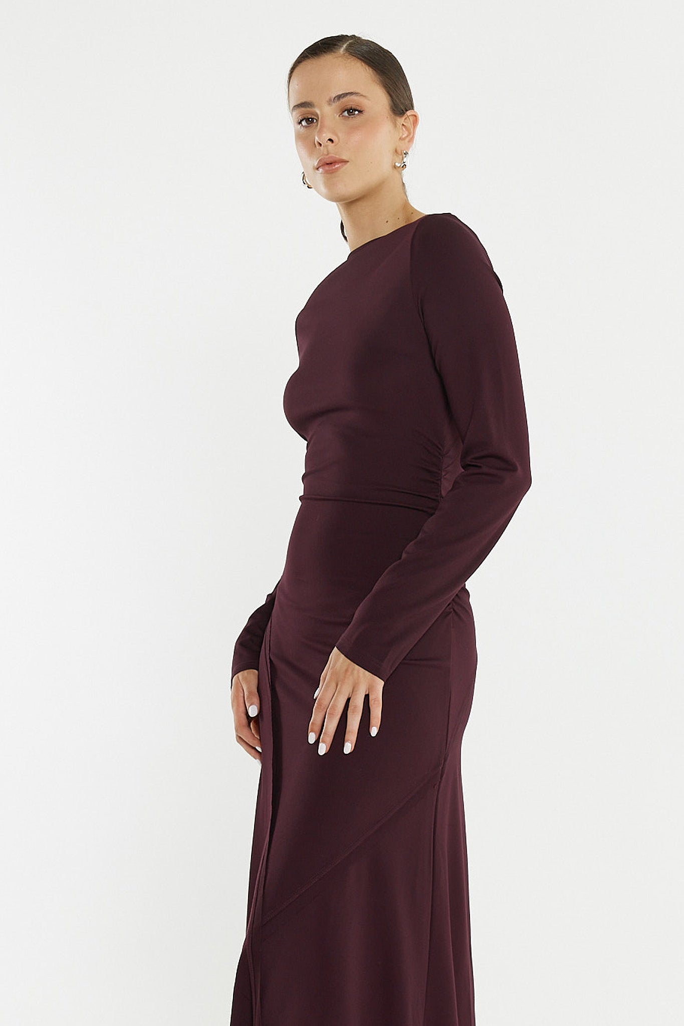 DRESS JADE SEAMED JERSEY BURGUNDY