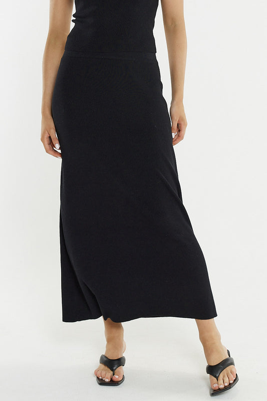 SKIRT HAZEL RIB - BLACK