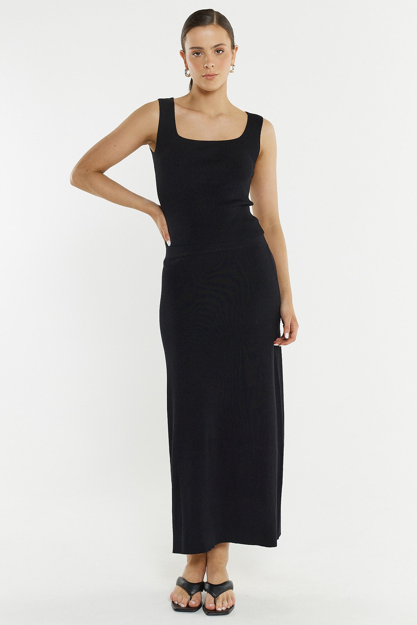 SKIRT HAZEL RIB - BLACK