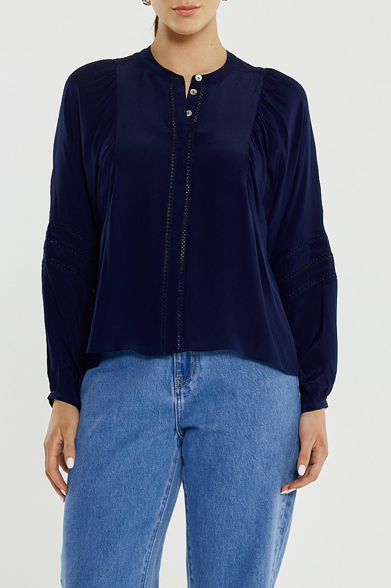 BLOUSE TRIM NIC - NAVY