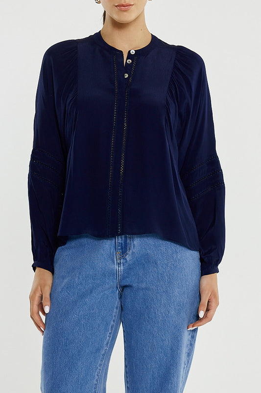 BLOUSE TRIM NIC - NAVY