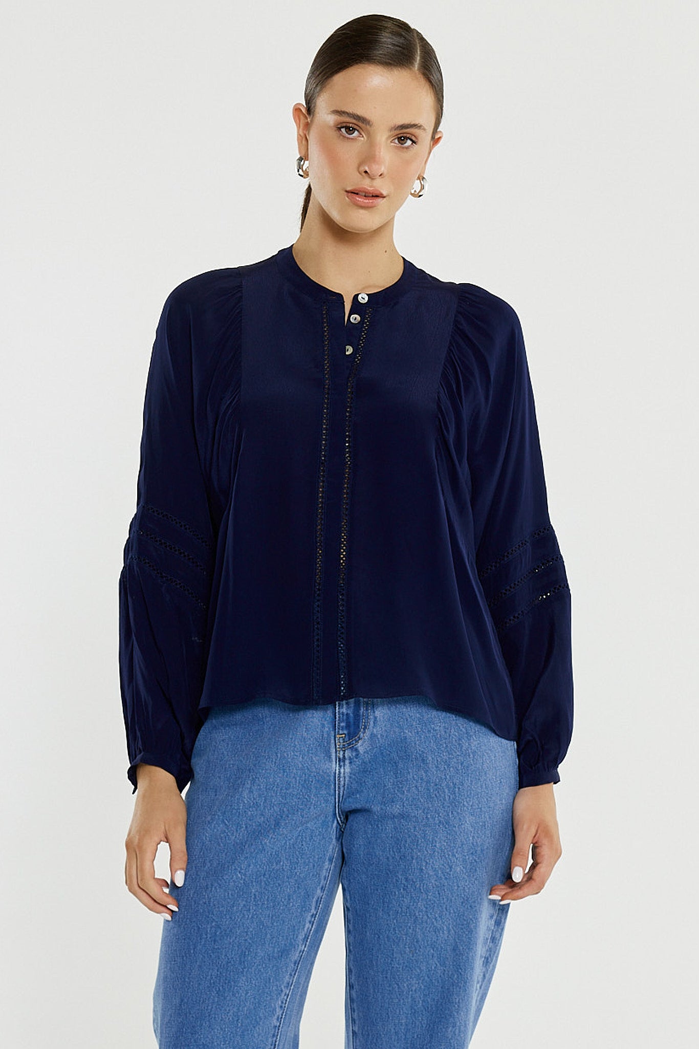 BLOUSE TRIM NIC - NAVY