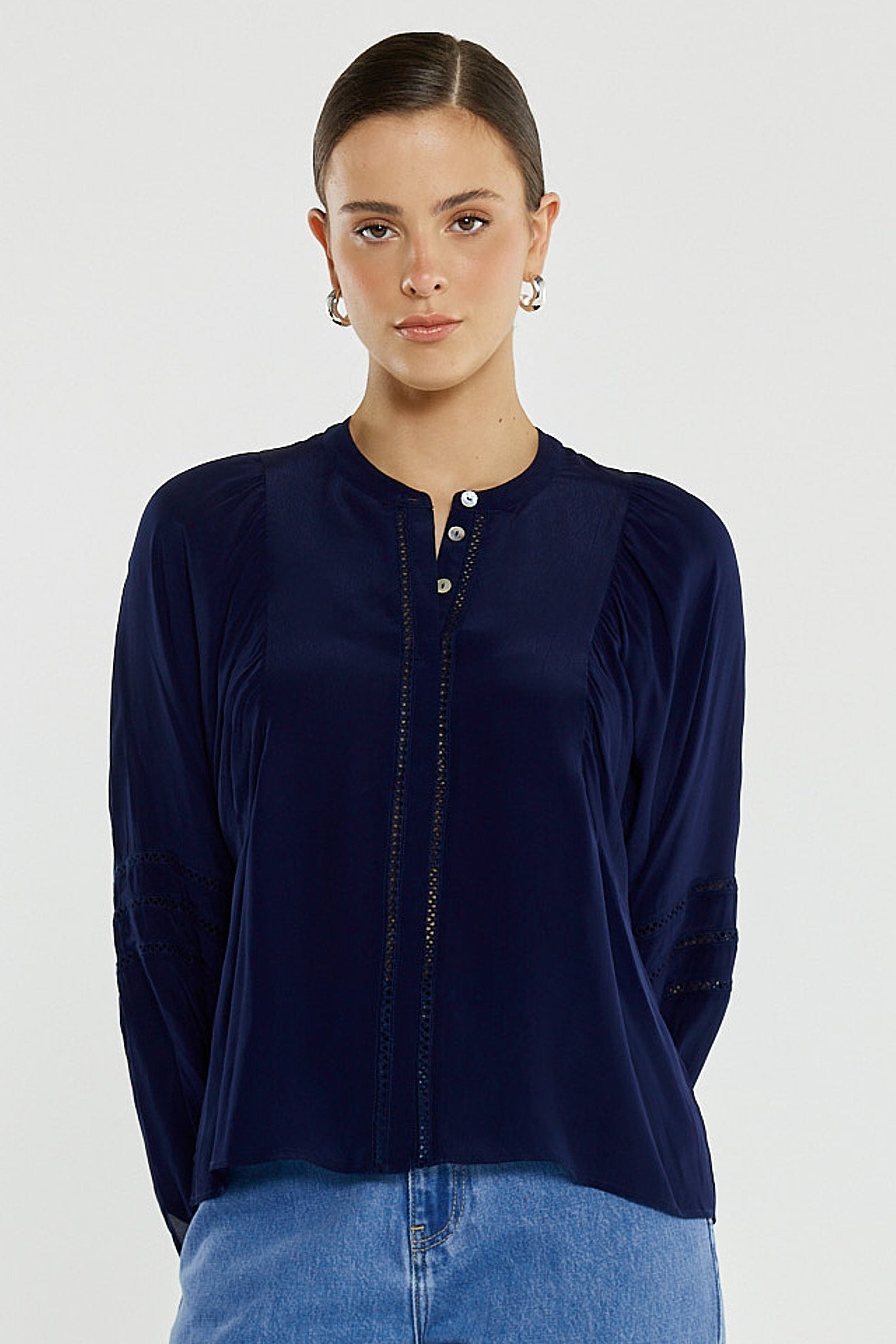 BLOUSE TRIM NIC - NAVY
