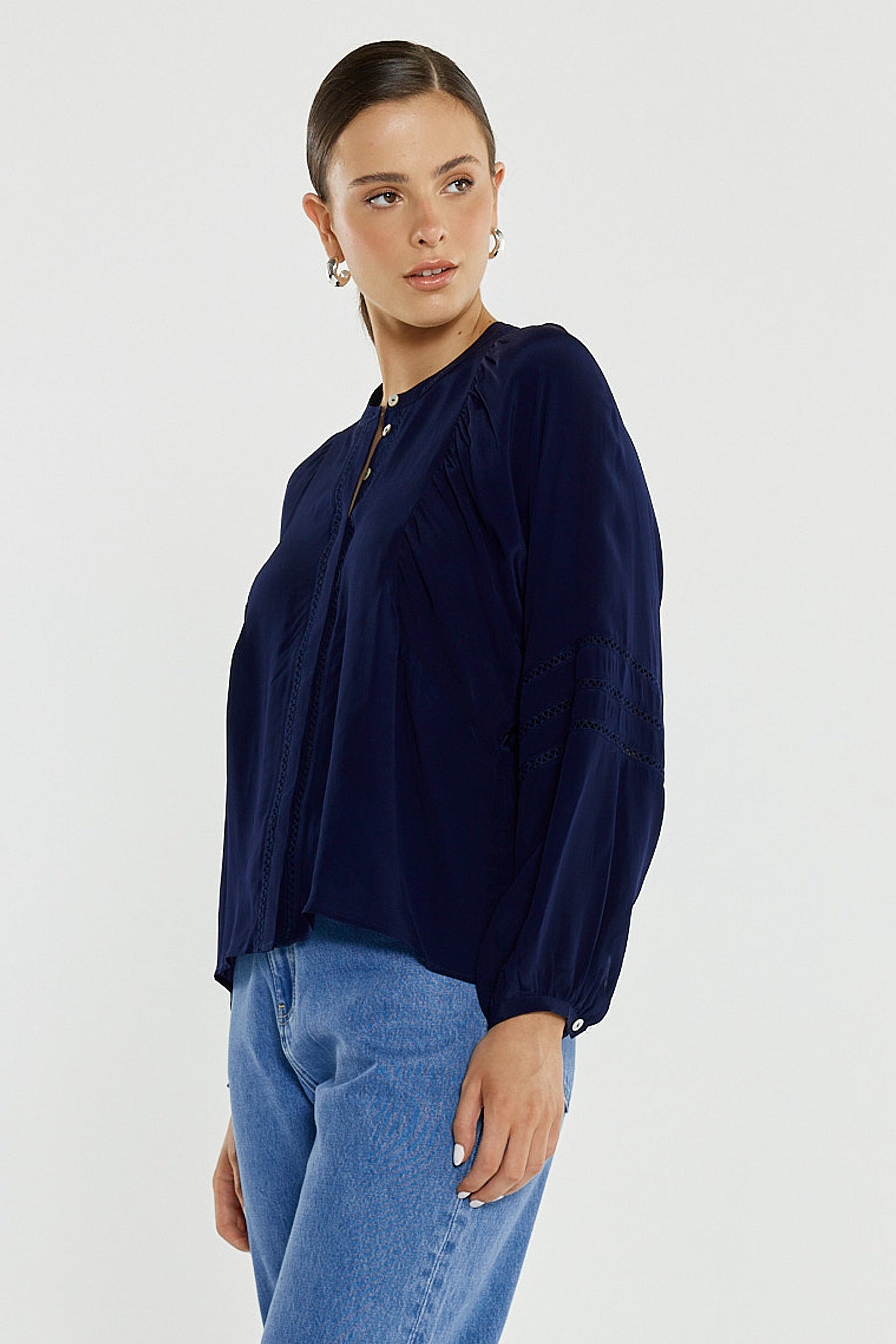 BLOUSE TRIM NIC - NAVY