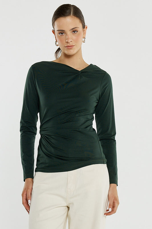 TOP SOPHIA TWISTED - BOTTLE GREEN