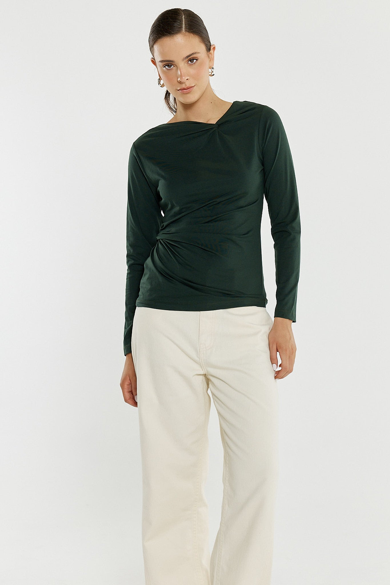 TOP SOPHIA TWISTED - BOTTLE GREEN