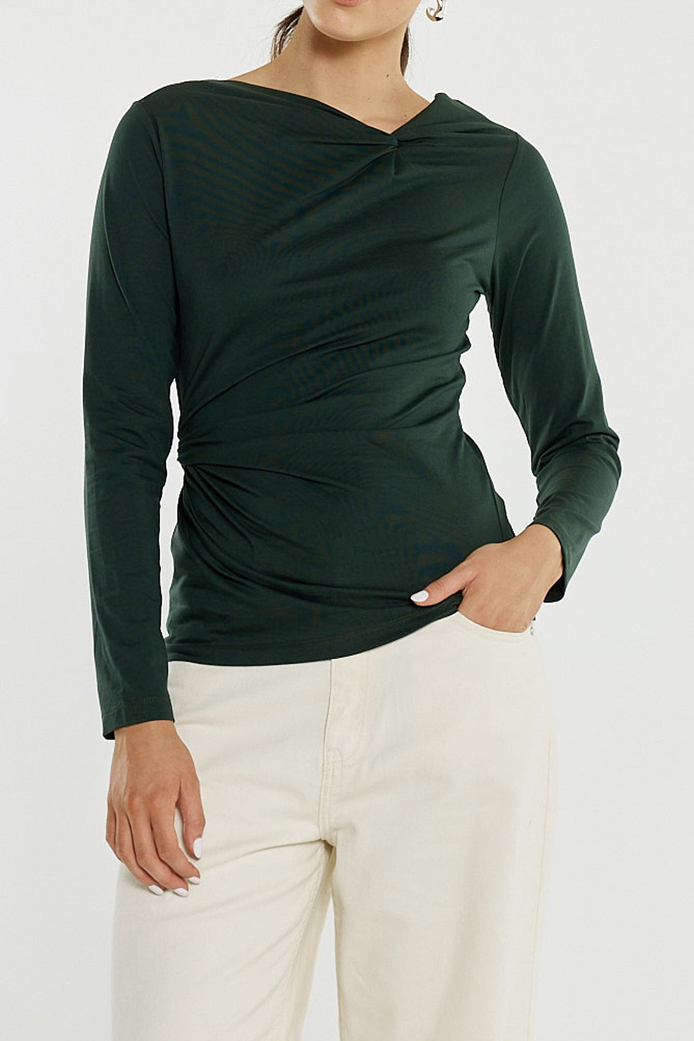 TOP SOPHIA TWISTED - BOTTLE GREEN