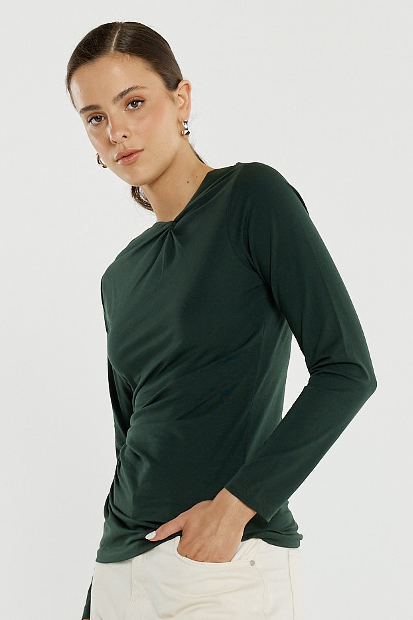 TOP SOPHIA TWISTED - BOTTLE GREEN