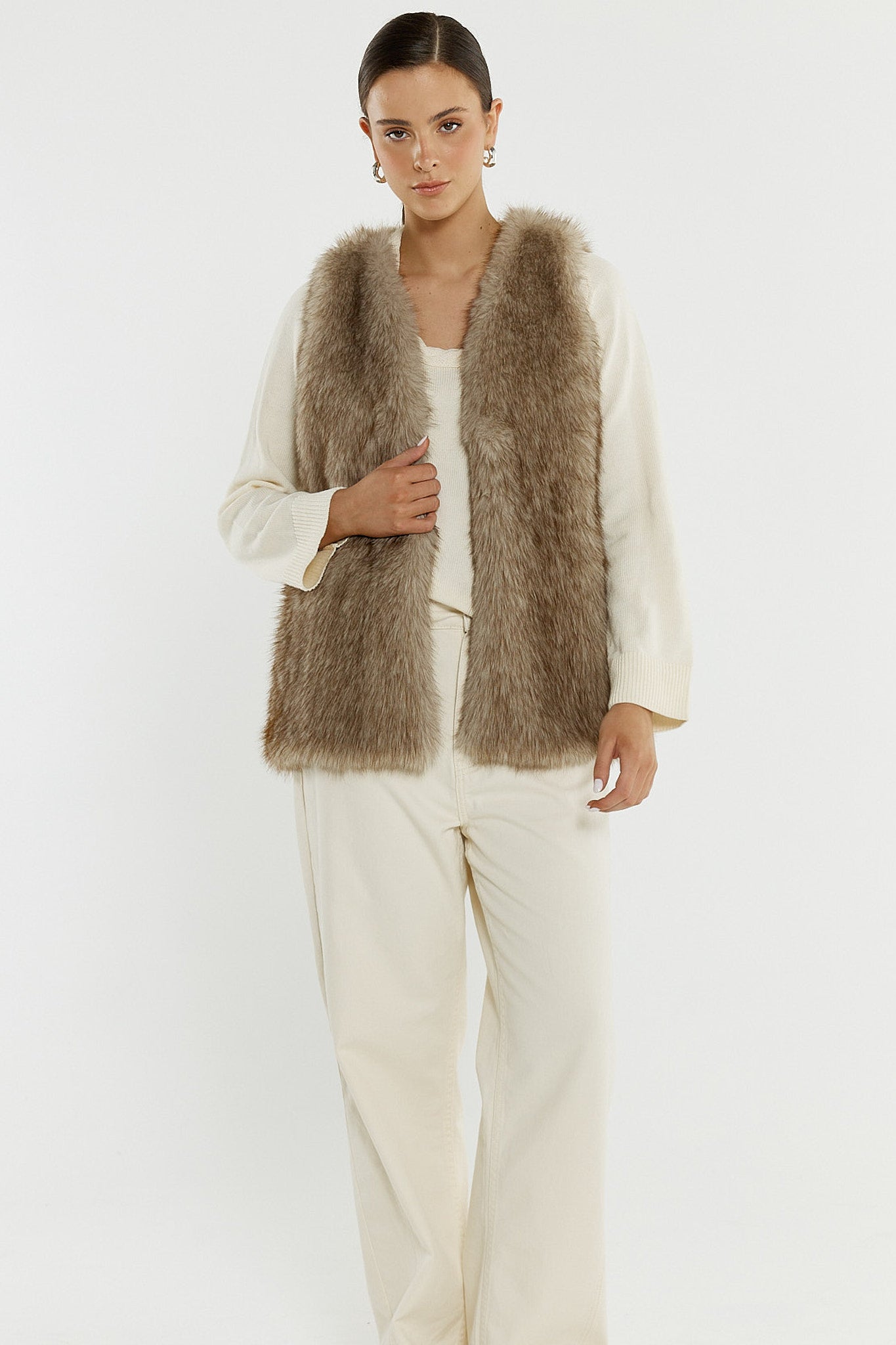 GILET RIYA FUR - FAWN