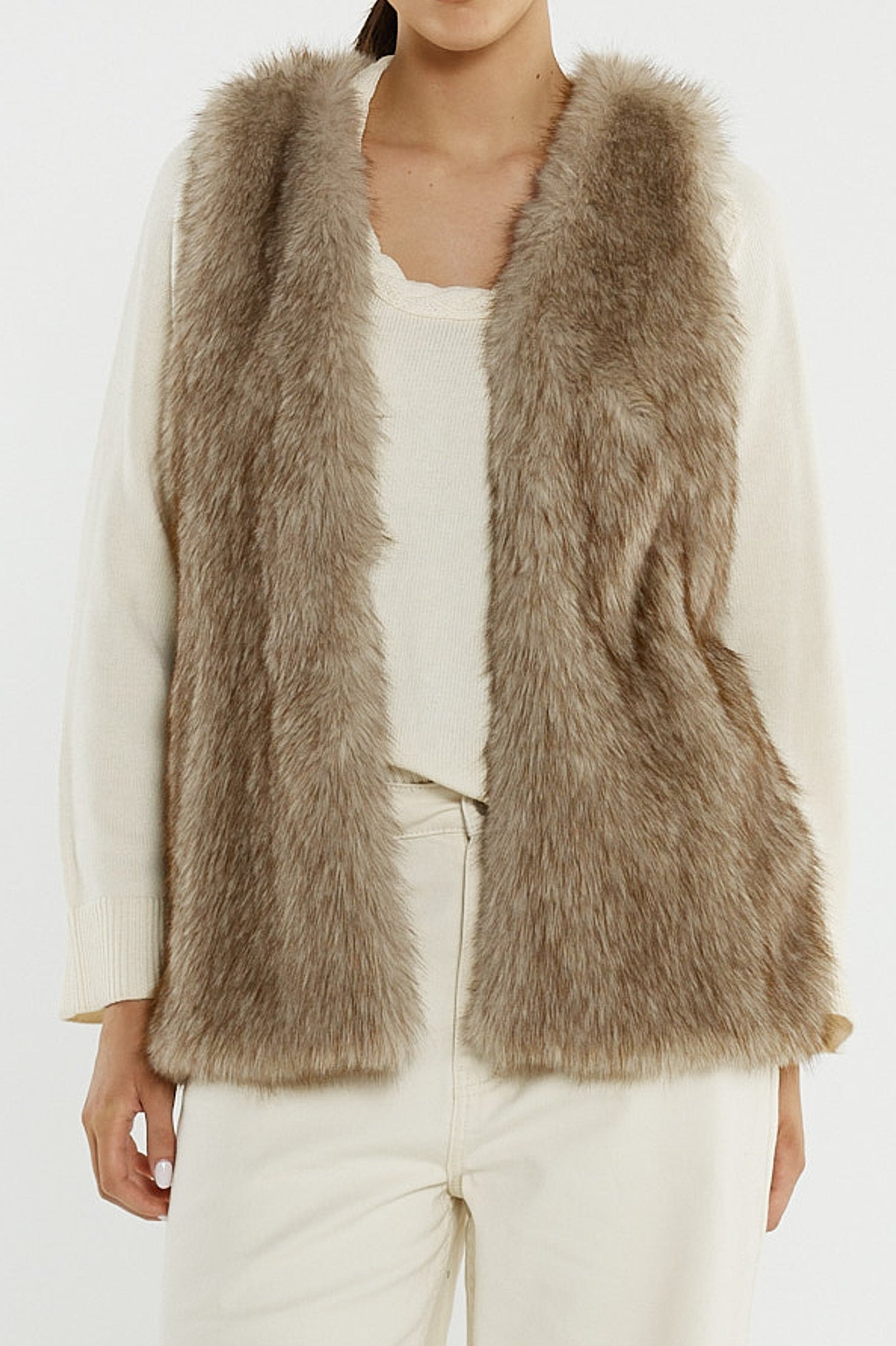 GILET RIYA FUR - FAWN