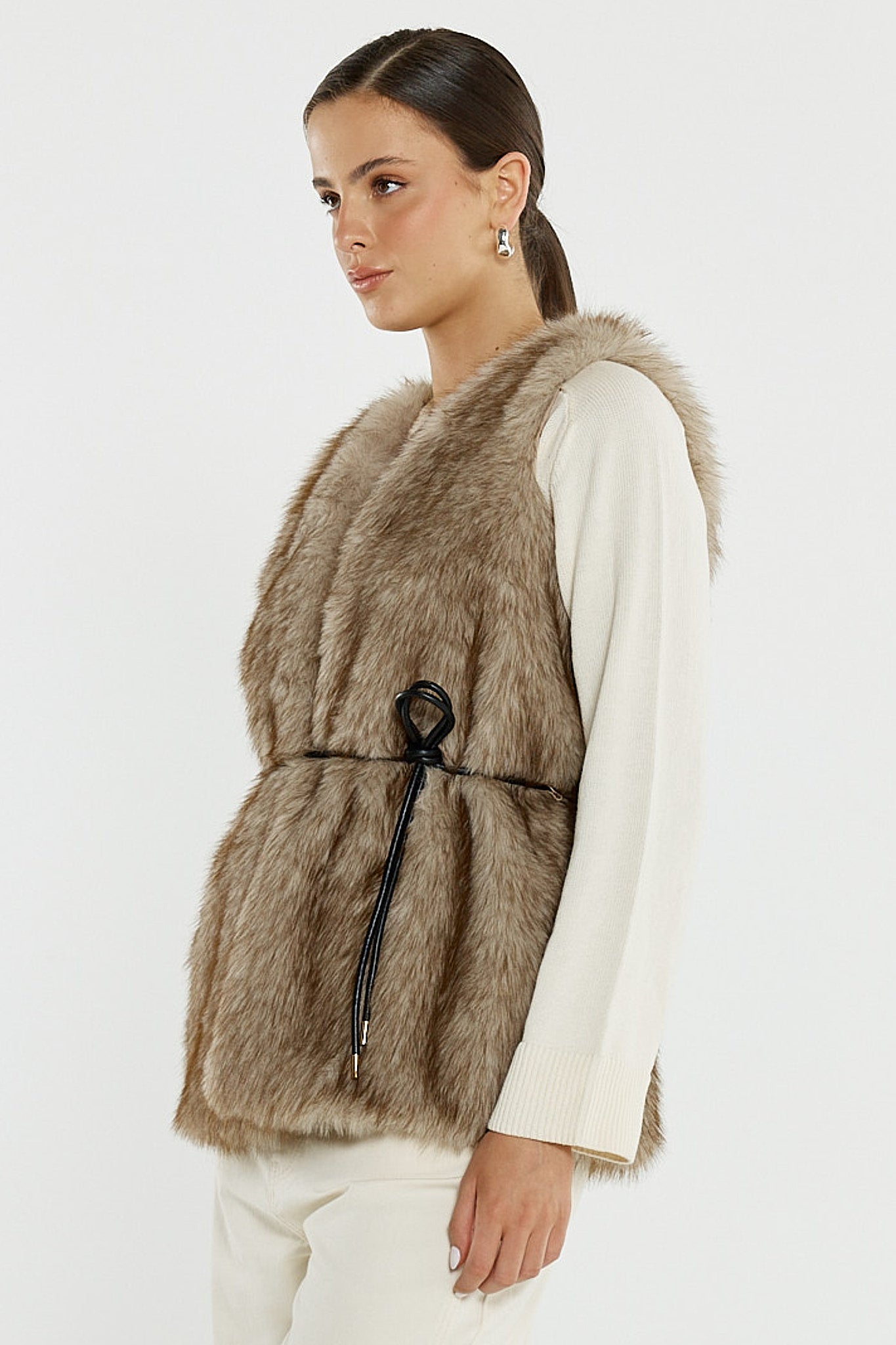 GILET RIYA FUR - FAWN