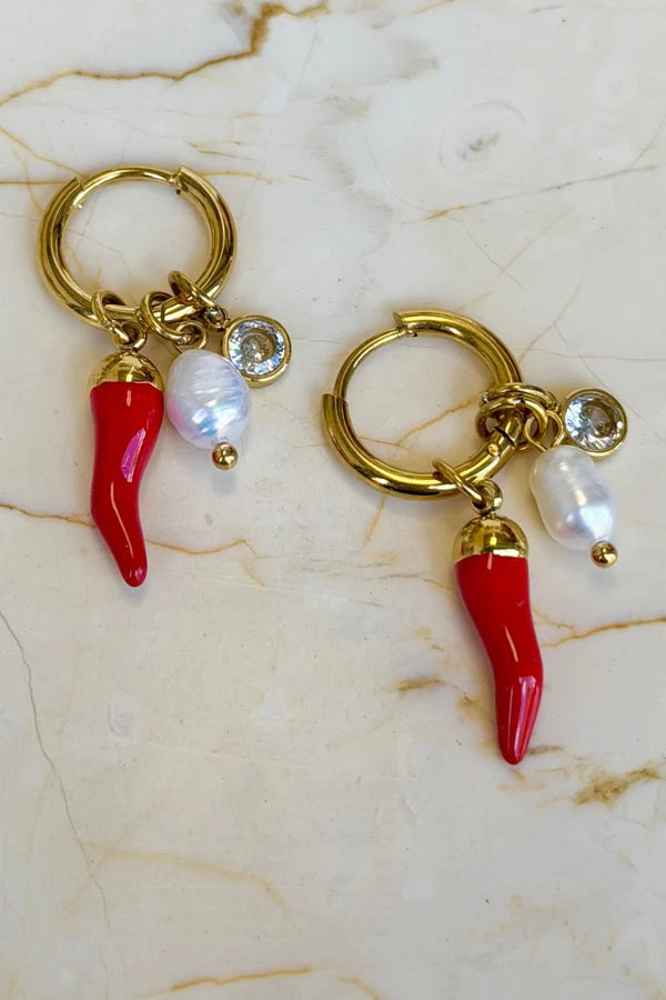 EARRINGS CHILLI CHARM HOOPS