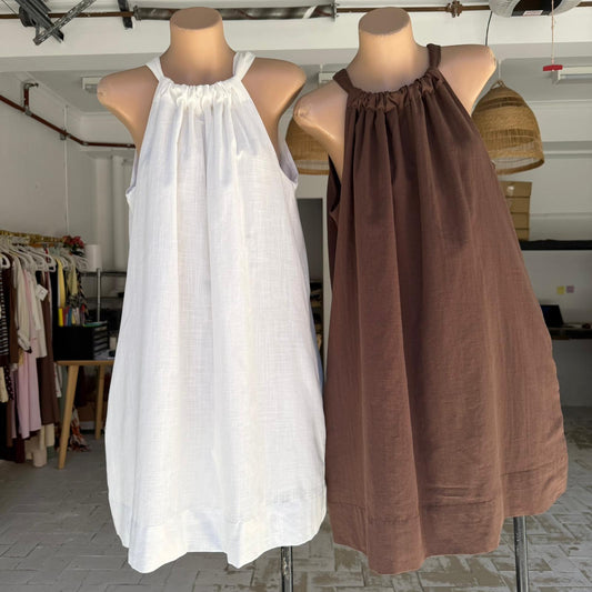 DRESS HALTER TIE MINI - WHITE