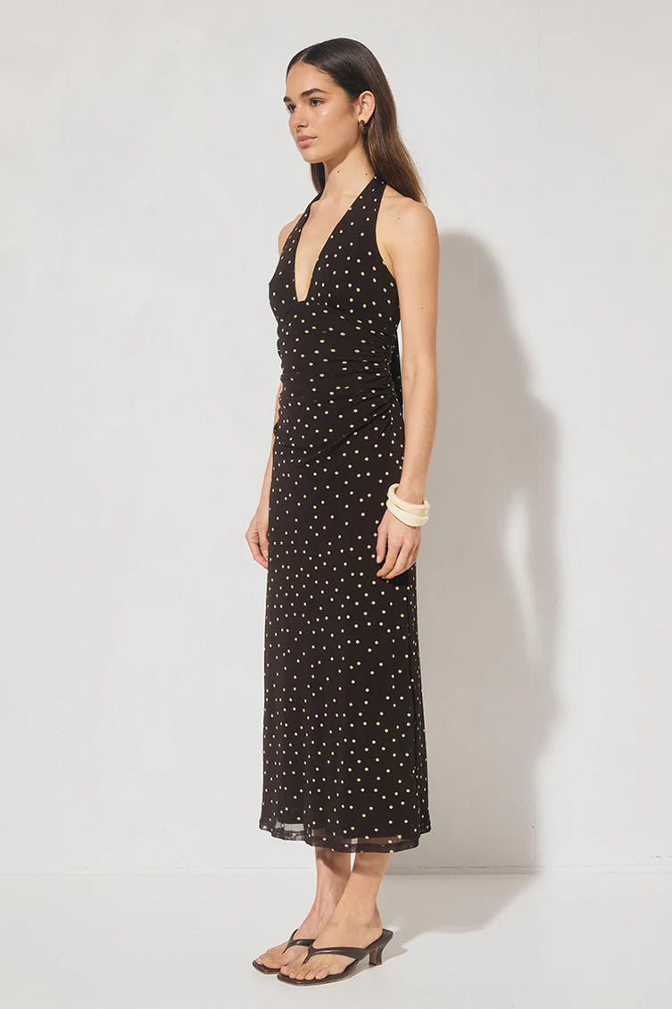 DRESS HALSTON - CHOCOLATE POLKA DOT