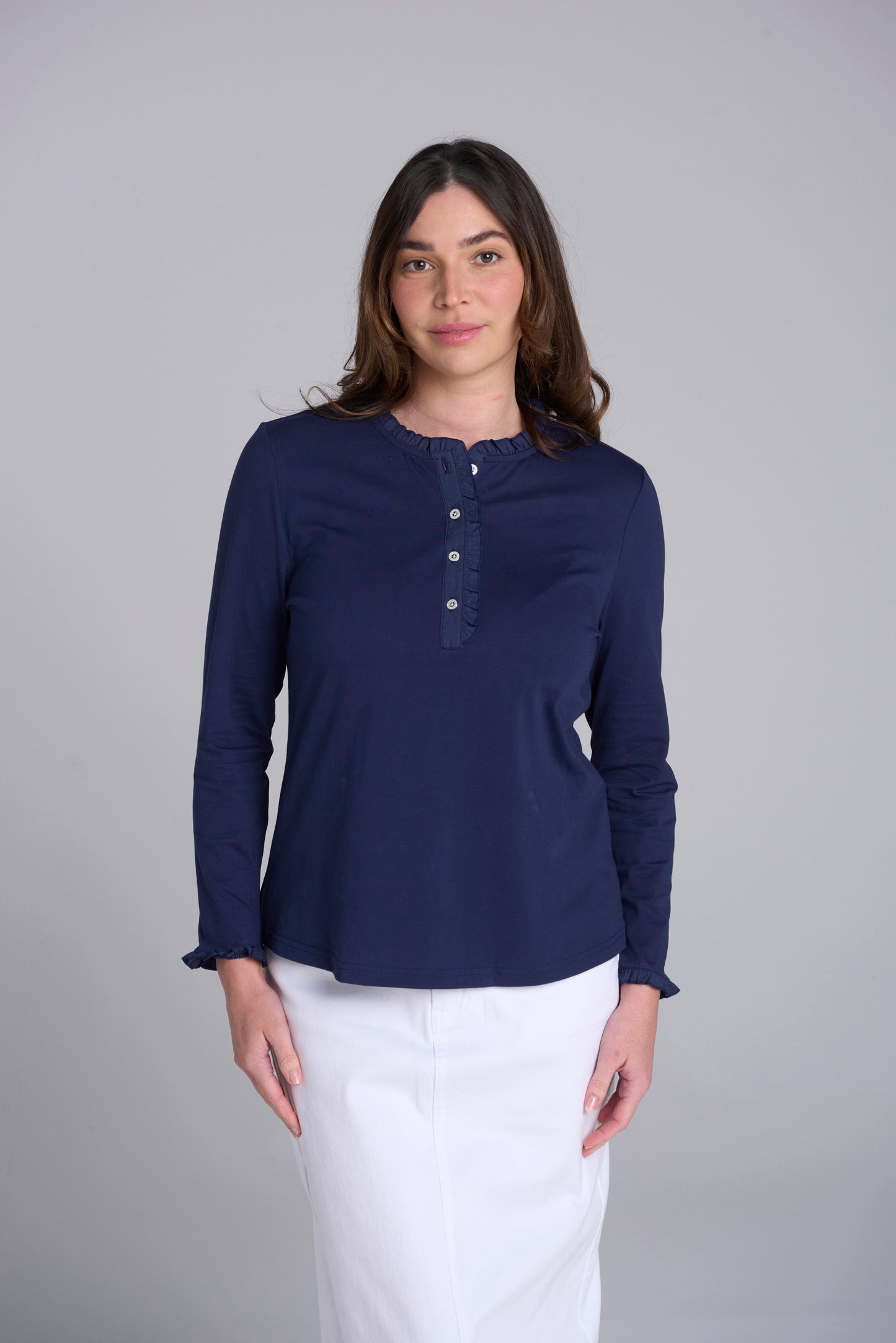 TEE FRILL COLLAR LONG SLEEVE