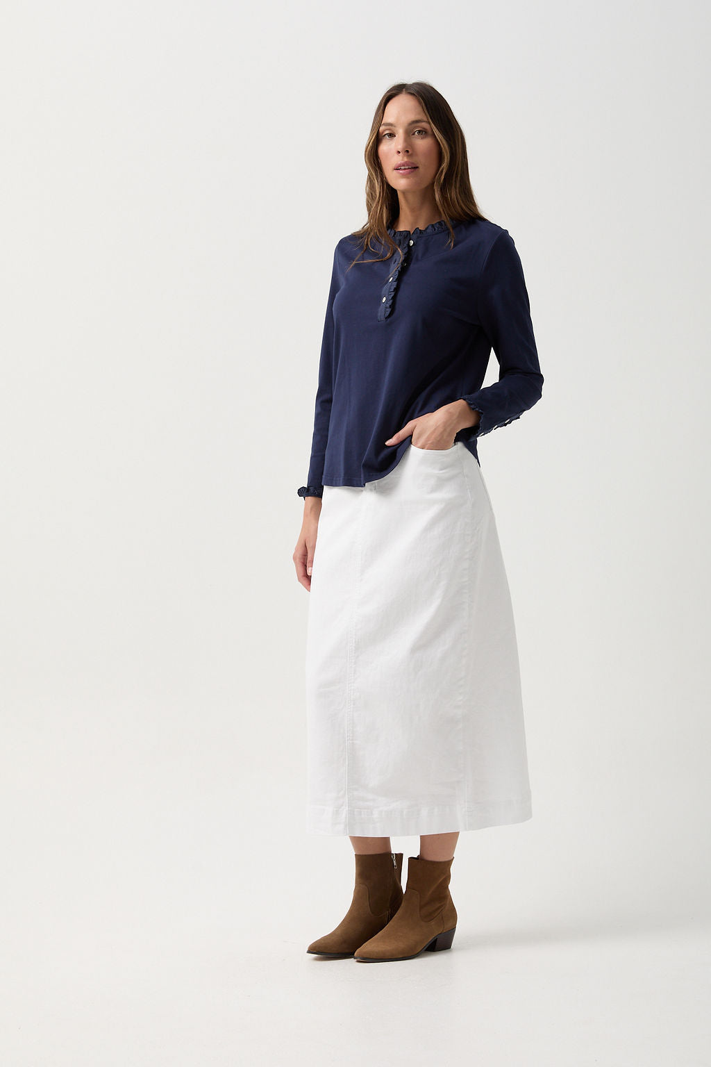 TEE FRILL COLLAR LONG SLEEVE