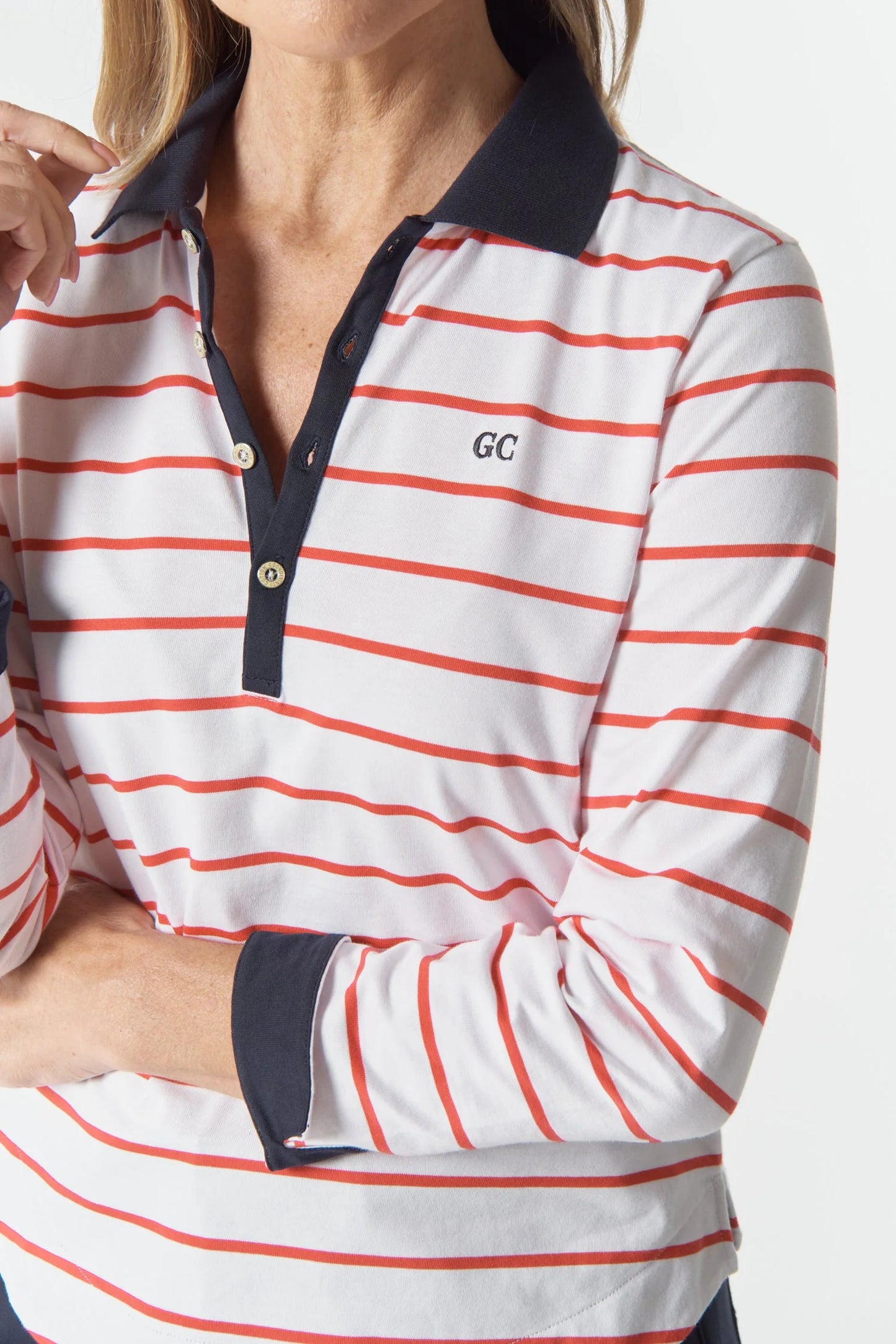 JUMPER TRAVEL COTTON JERSEY POLO - WHITE/POINSETTIA