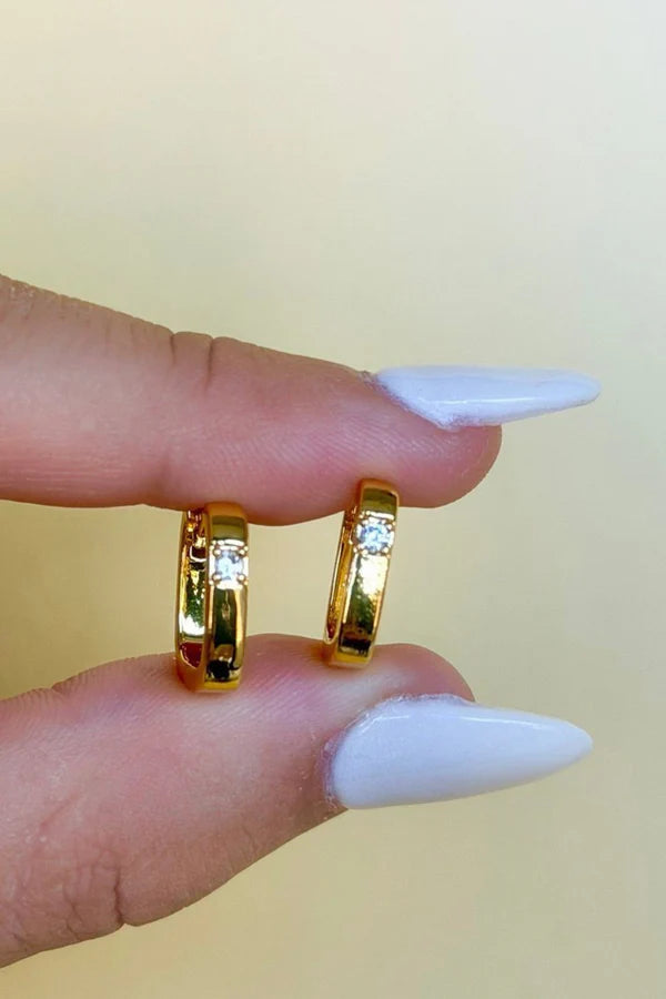 EARRINGS SPARKLY MINI HOOPS