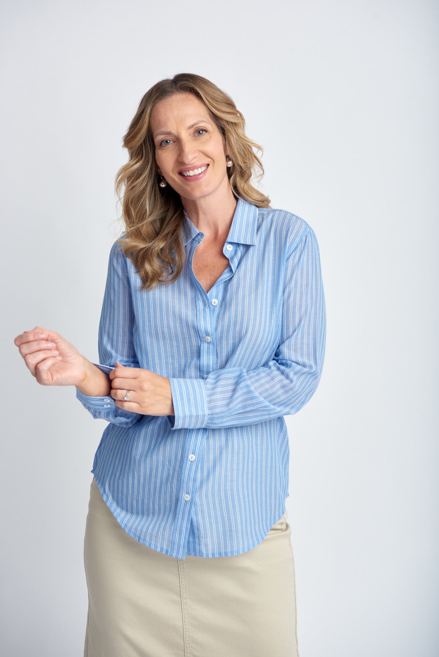 SHIRT COTTON LIGHTWEIGHT STRIPE - LAST ONE, SIZE 10