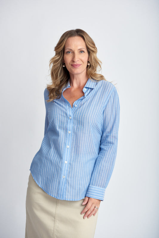 SHIRT COTTON LIGHTWEIGHT STRIPE - LAST ONE, SIZE 10