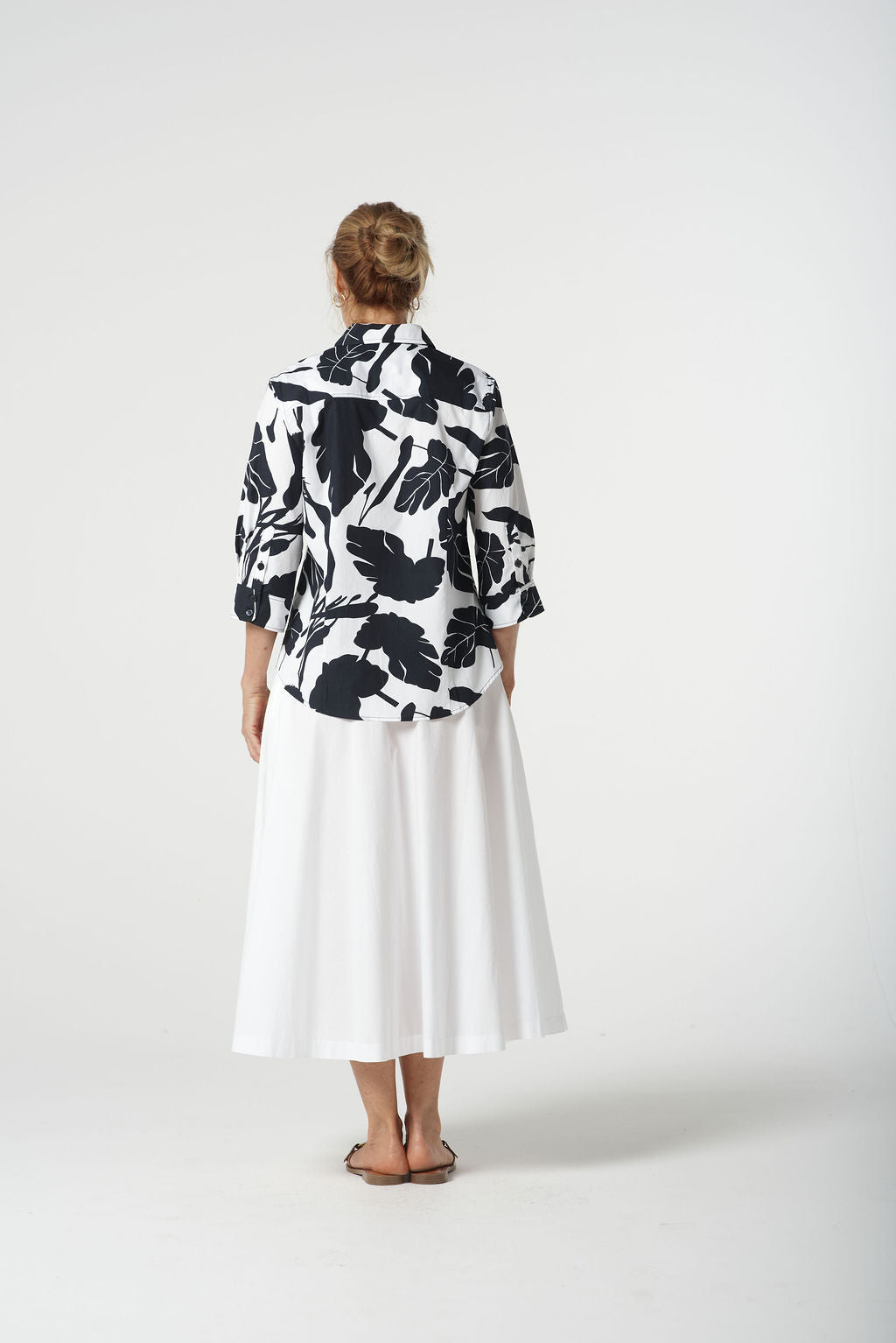 SHIRT LEAF PRINT 3/4 SLEEVE