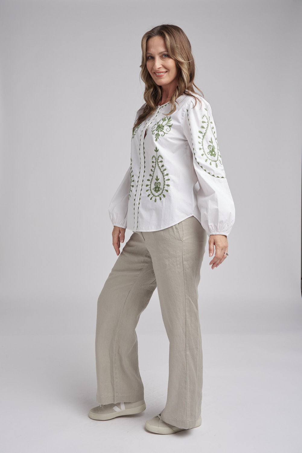 TOP EMBROIDERED - GREEN - LAST ONE, SIZE 10