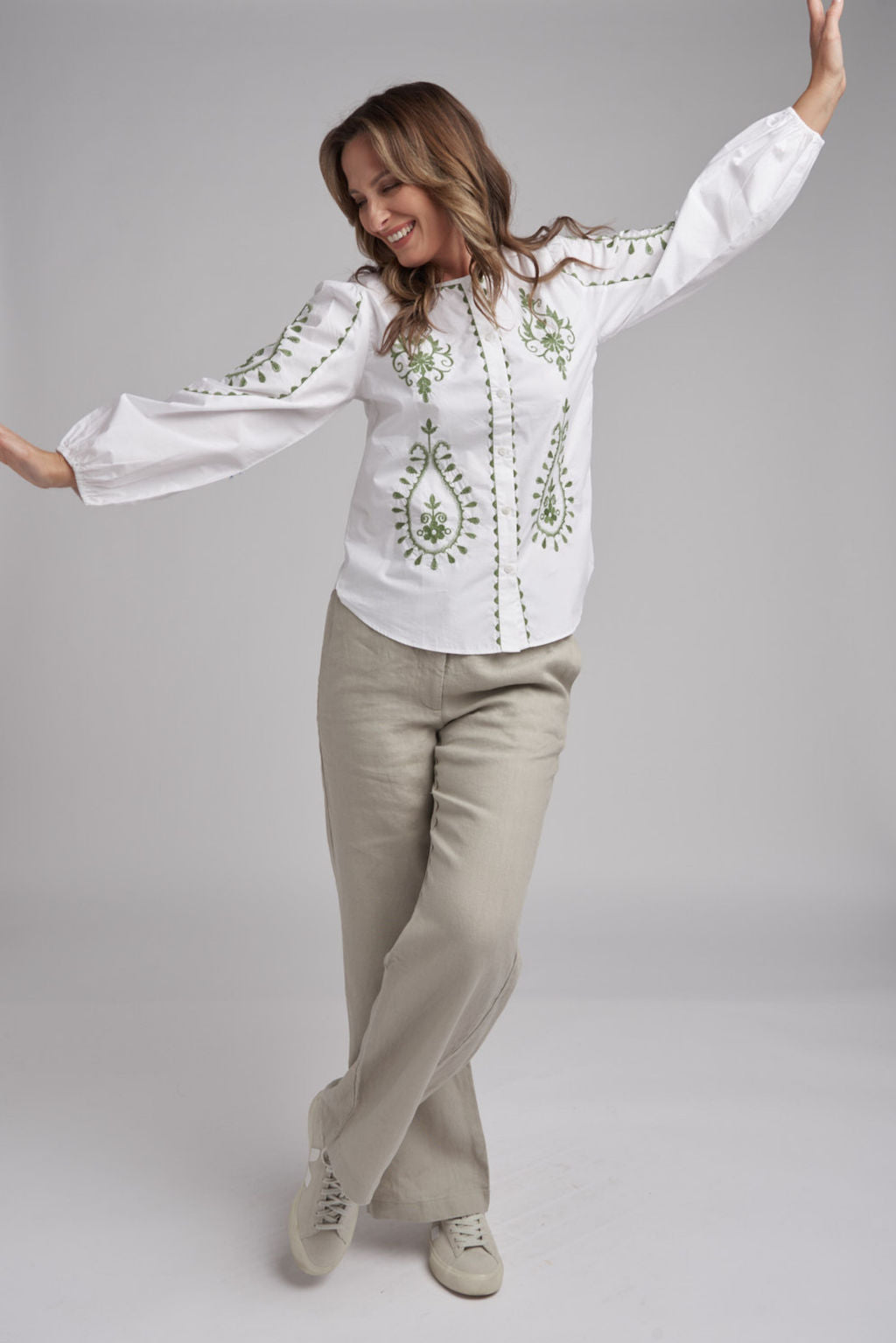 TOP EMBROIDERED - GREEN - LAST ONE, SIZE 10
