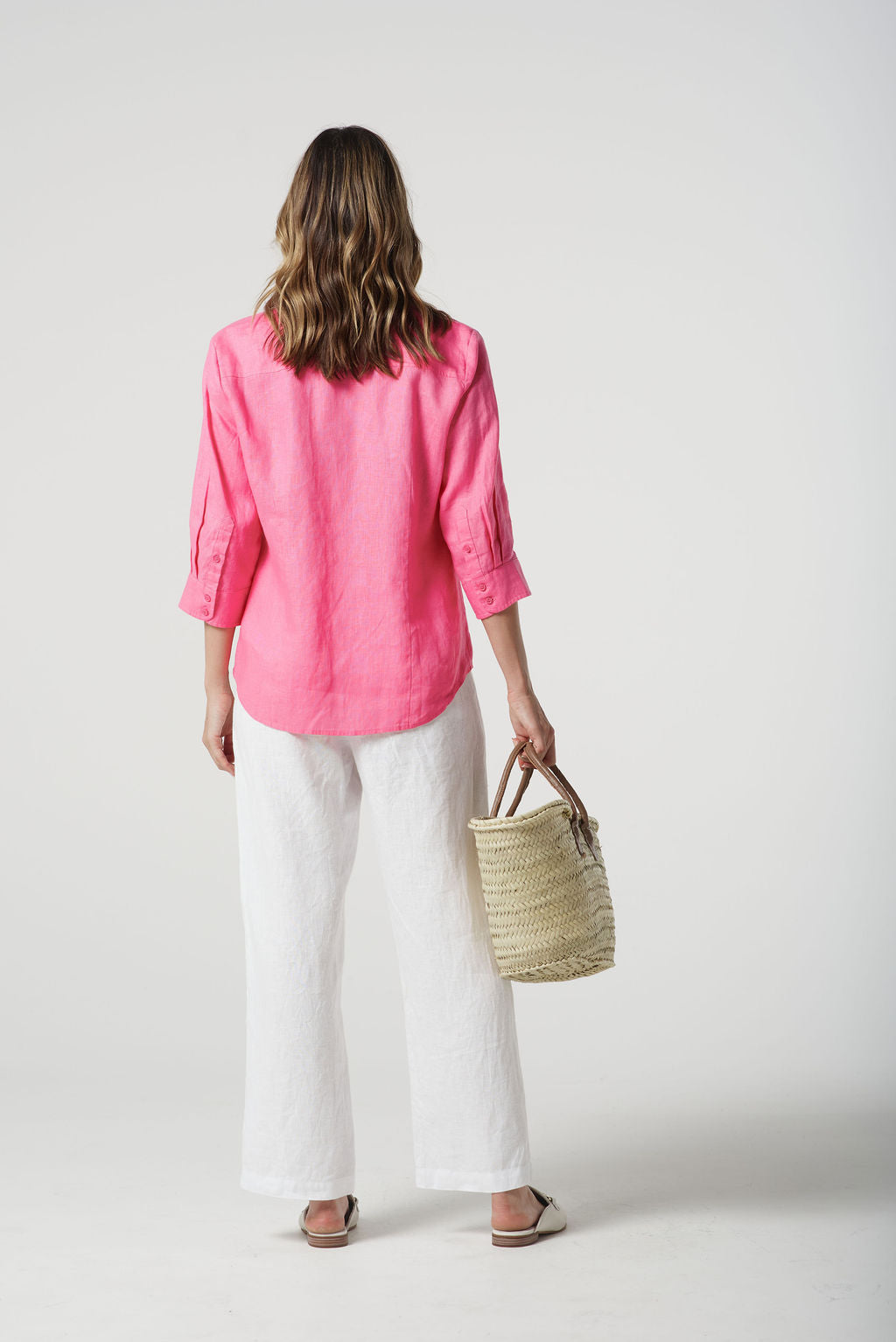 SHIRT ISLAND LINEN FRILL 3/4 SLEEVE