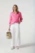 SHIRT ISLAND LINEN FRILL 3/4 SLEEVE