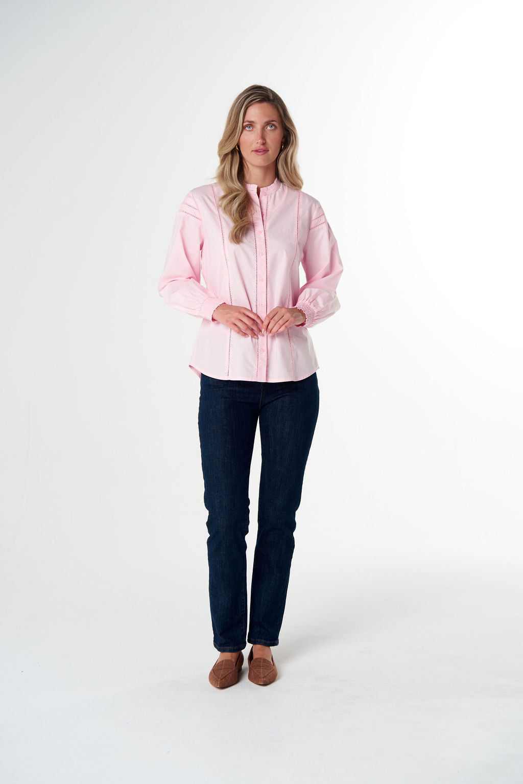 BLOUSE MISTY LADDER DETAIL COTTON - PINK A BOO
