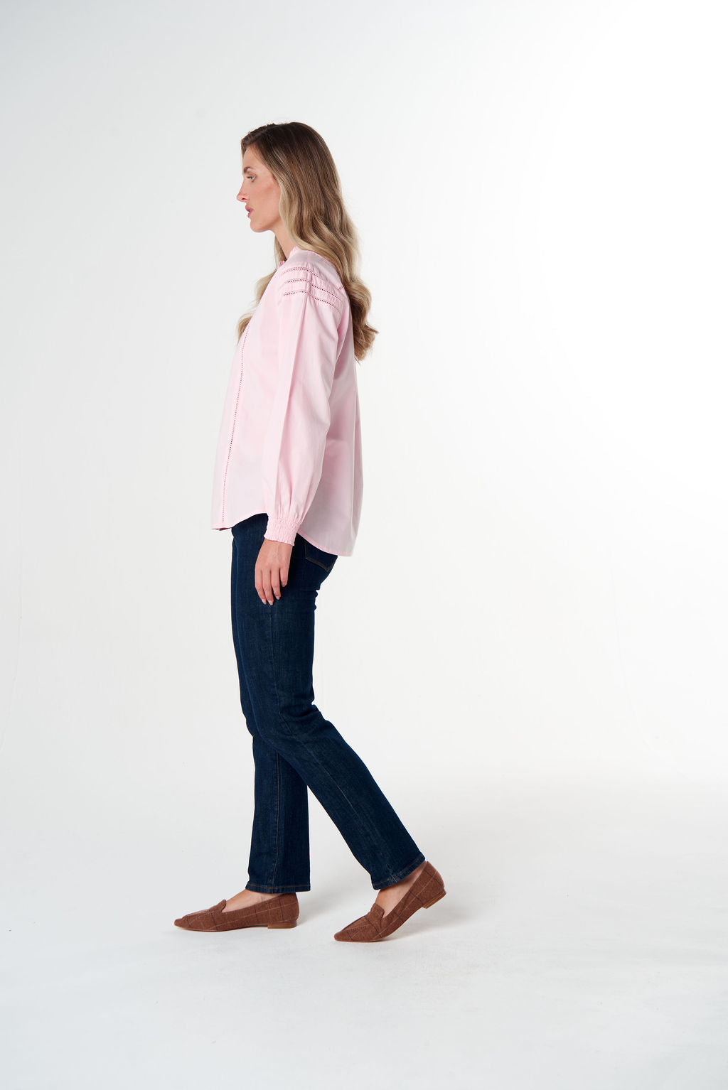 BLOUSE MISTY LADDER DETAIL COTTON - PINK A BOO