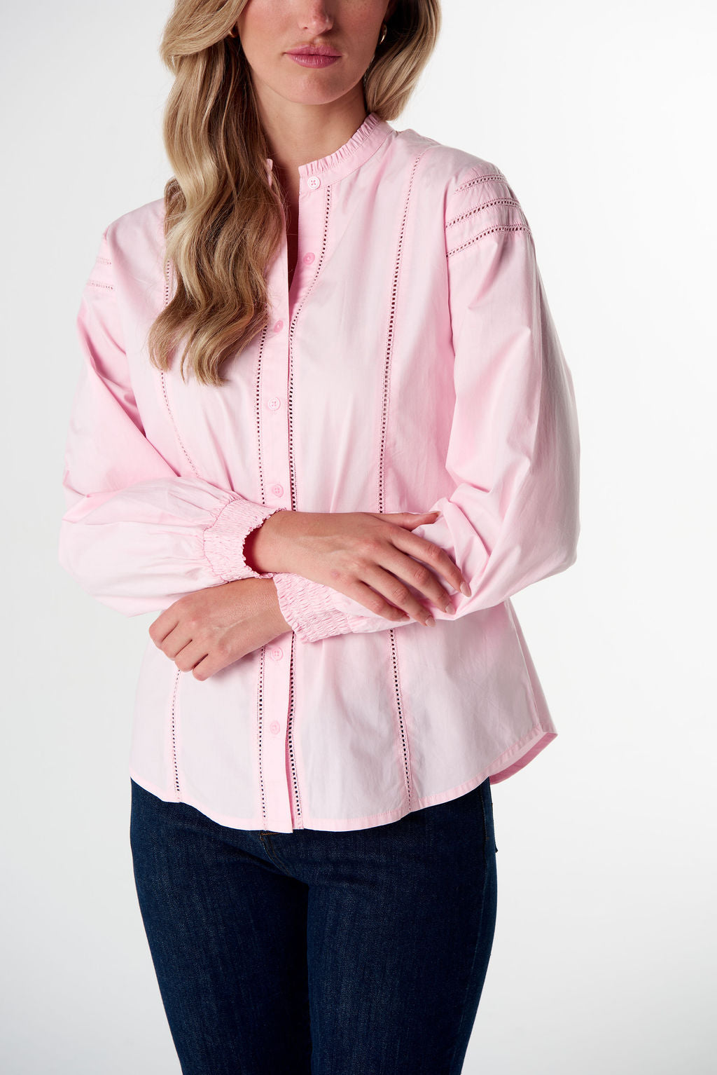BLOUSE MISTY LADDER DETAIL COTTON - PINK A BOO
