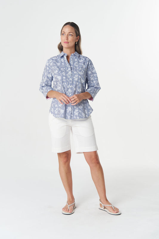 SHIRT CLASSIC - COTTON FLORAL STRIPE