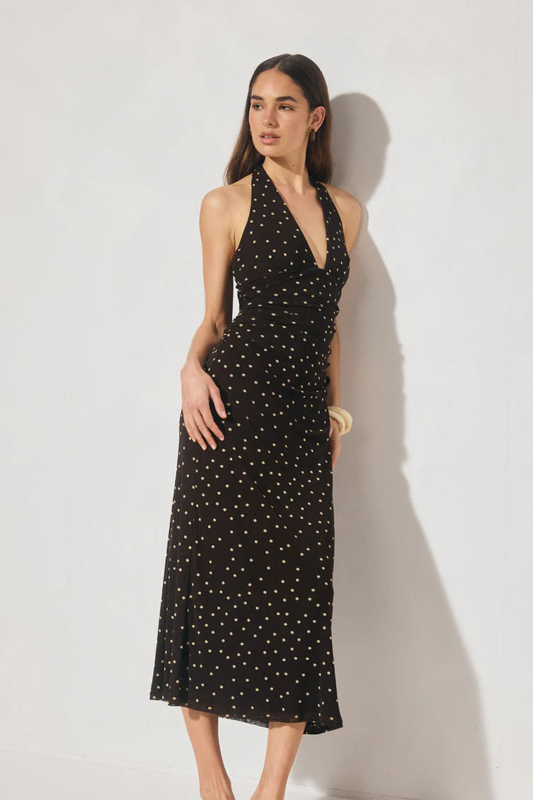 DRESS HALSTON - CHOCOLATE POLKA DOT