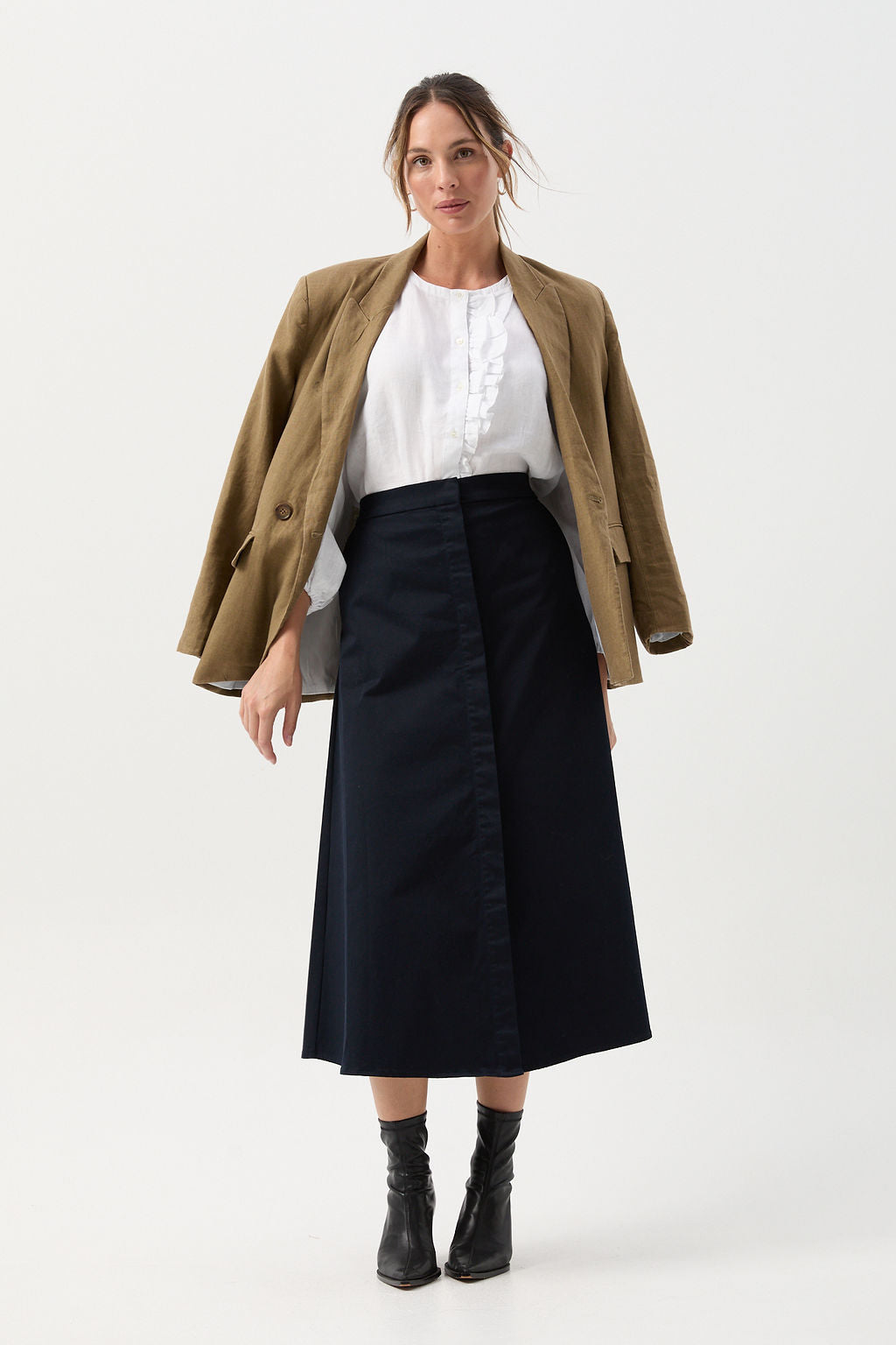 SKIRT A-LINE BUTTON THROUGH