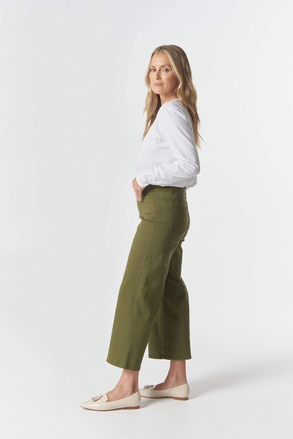 JEAN 5 POCKET CROP WIDE LEG