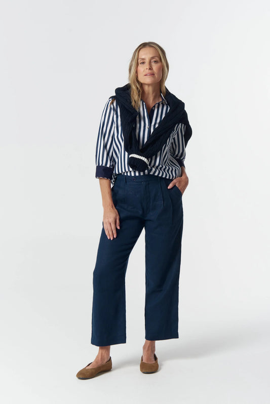 PANT STAPLE TAILORED LINEN - DARK NAVY