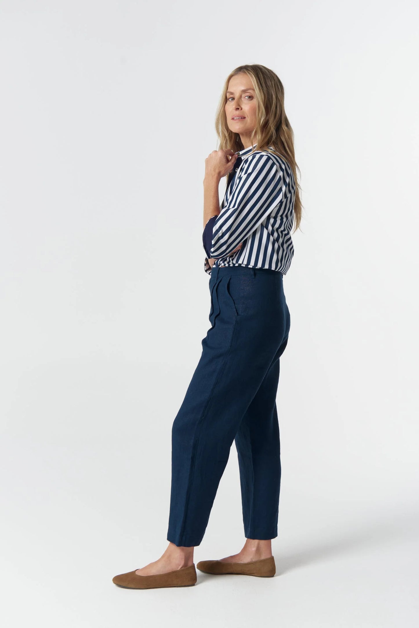 PANT STAPLE TAILORED LINEN - DARK NAVY